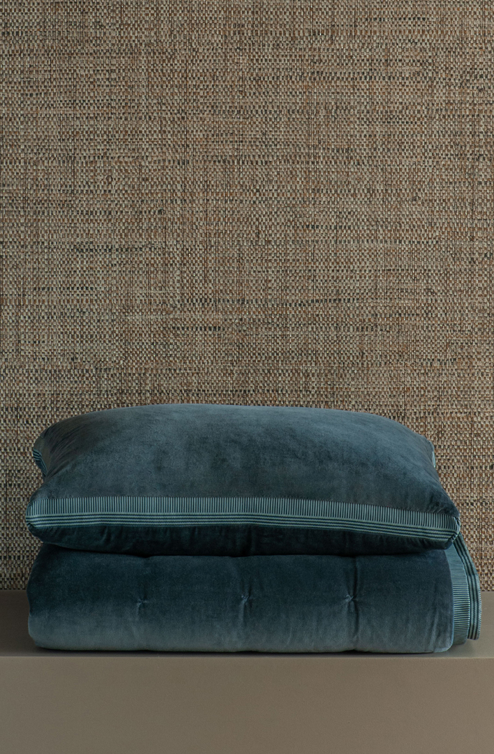 Bianca Lorenne Riga Prussian Blue Comforter | Luxury Velvet Comforter NZ image 2